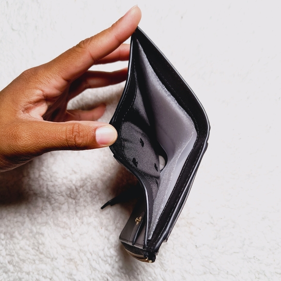 Kate Spade New York Saffiano Leather Small Zip Around Bifold Wallet, Black - Picture 5 of 9